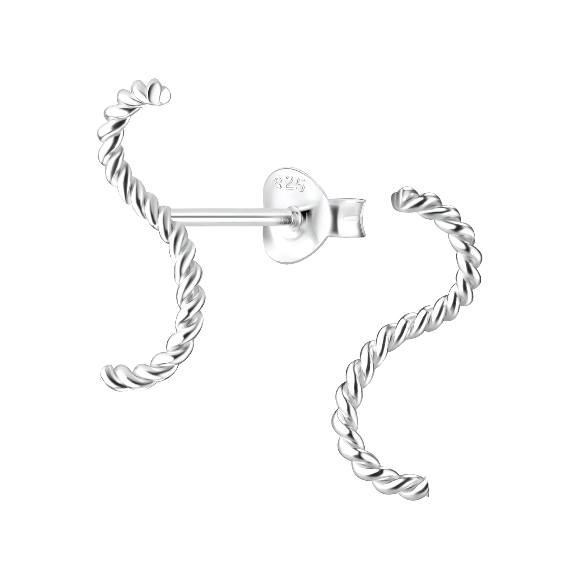 Silver JD Sterling Silver Twisted Ear Studs JD8179