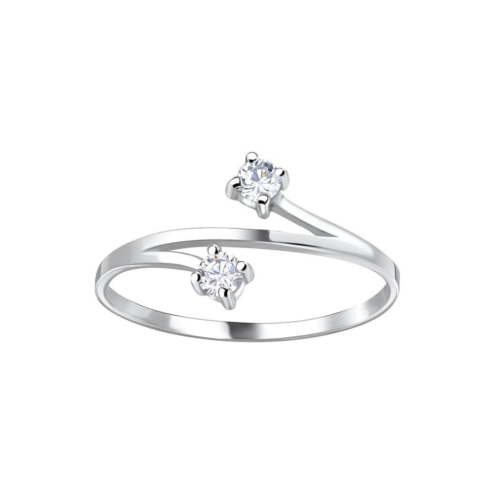 Wholesale Sterling Silver Two Stone Sterling Silver Ring - JD4062