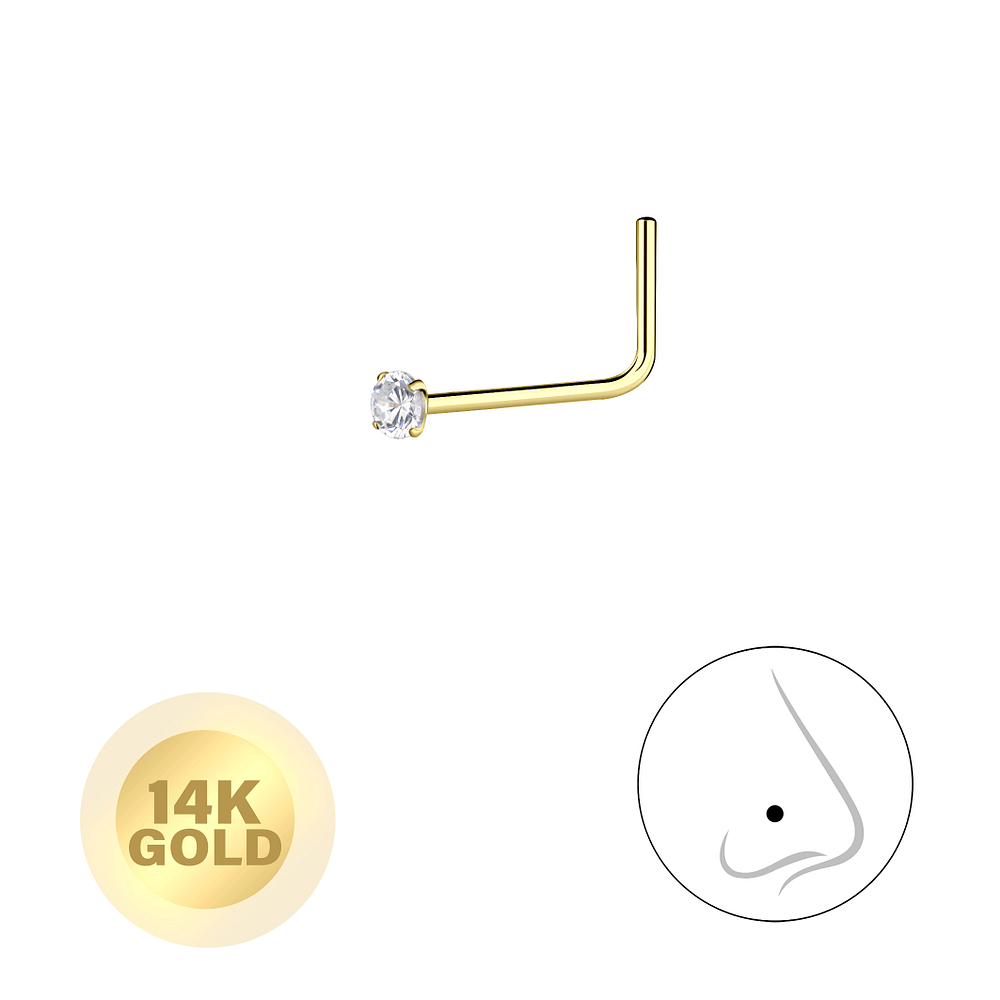 Wholesale 14ct Solid Gold - 1.5mm Round Cubic Zirconia Nose Stud - JD8659