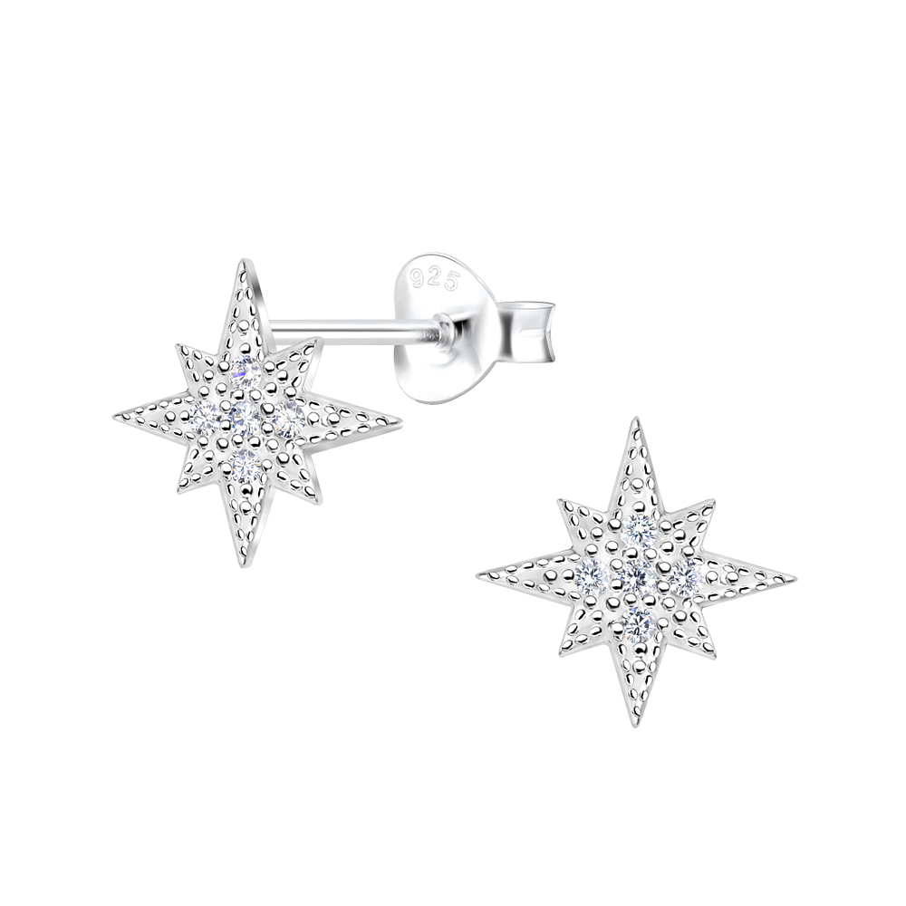 Wholesale Sterling Silver Starburst Ear Studs - JD9554