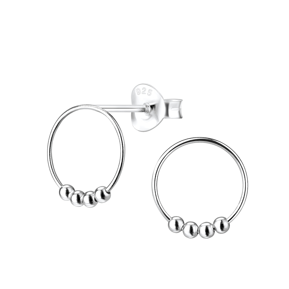 Silver JD Sterling Silver Hoop Ball Ear Studs JD4912