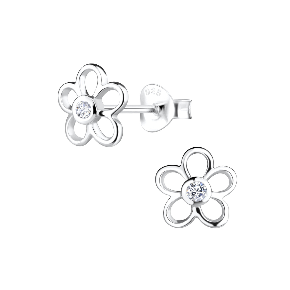Wholesale Sterling Silver Flower Ear Studs - JD16410