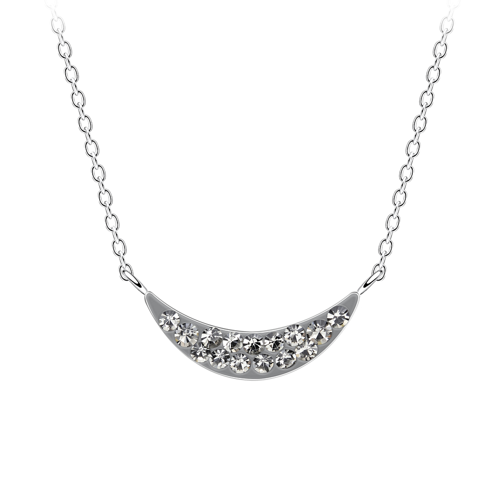 Wholesale Sterling Silver Curved Crystal Necklace - JD16518