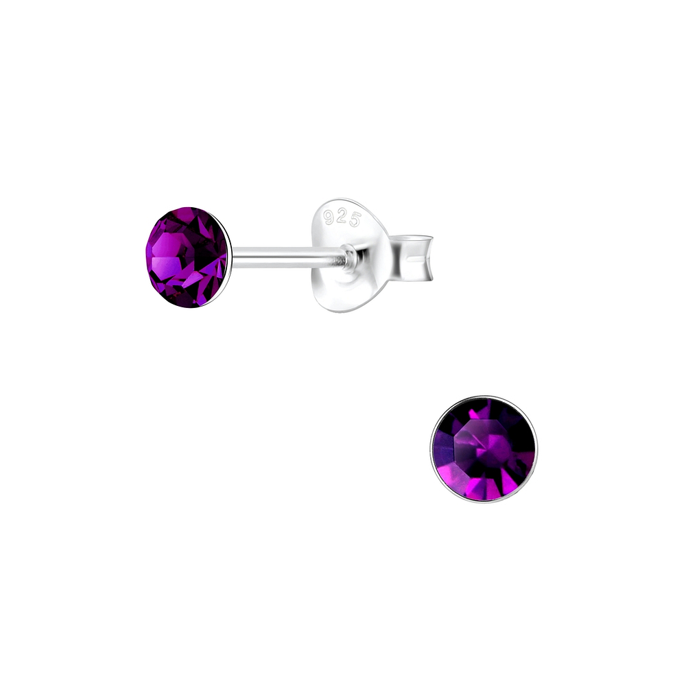 Wholesale 4mm Round Crystal Sterling Silver Ear Studs - JD1709