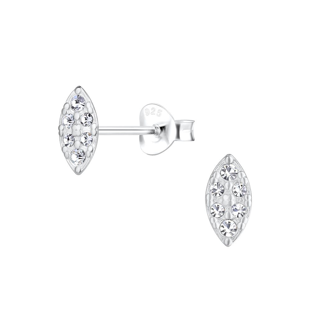 Silver JD Sterling Silver Marquise Crystal Ear Studs JD18186