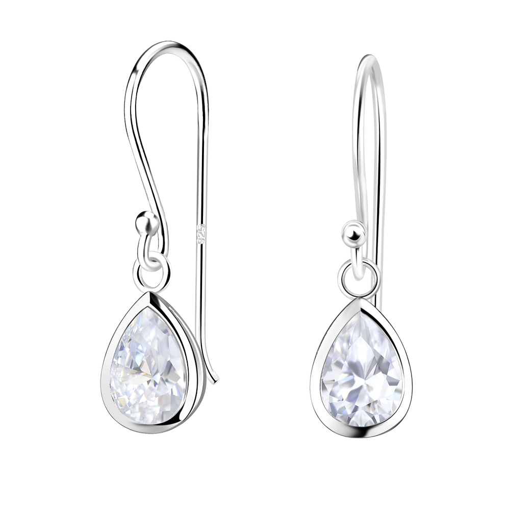 Wholesale 4x6mm Pear Cubic Zirconia Sterling Silver Earrings - JD18862