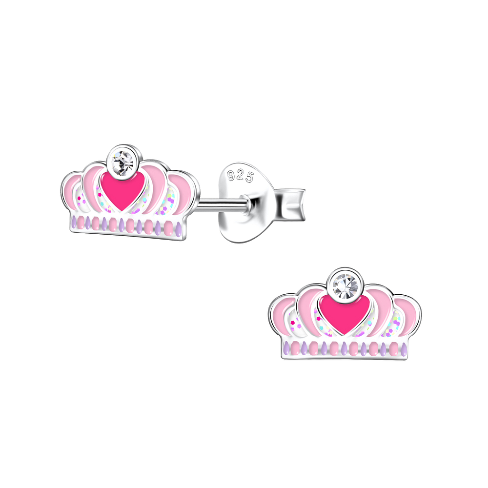 Silver JD | Sterling Silver Crown Ear Studs – JD20358