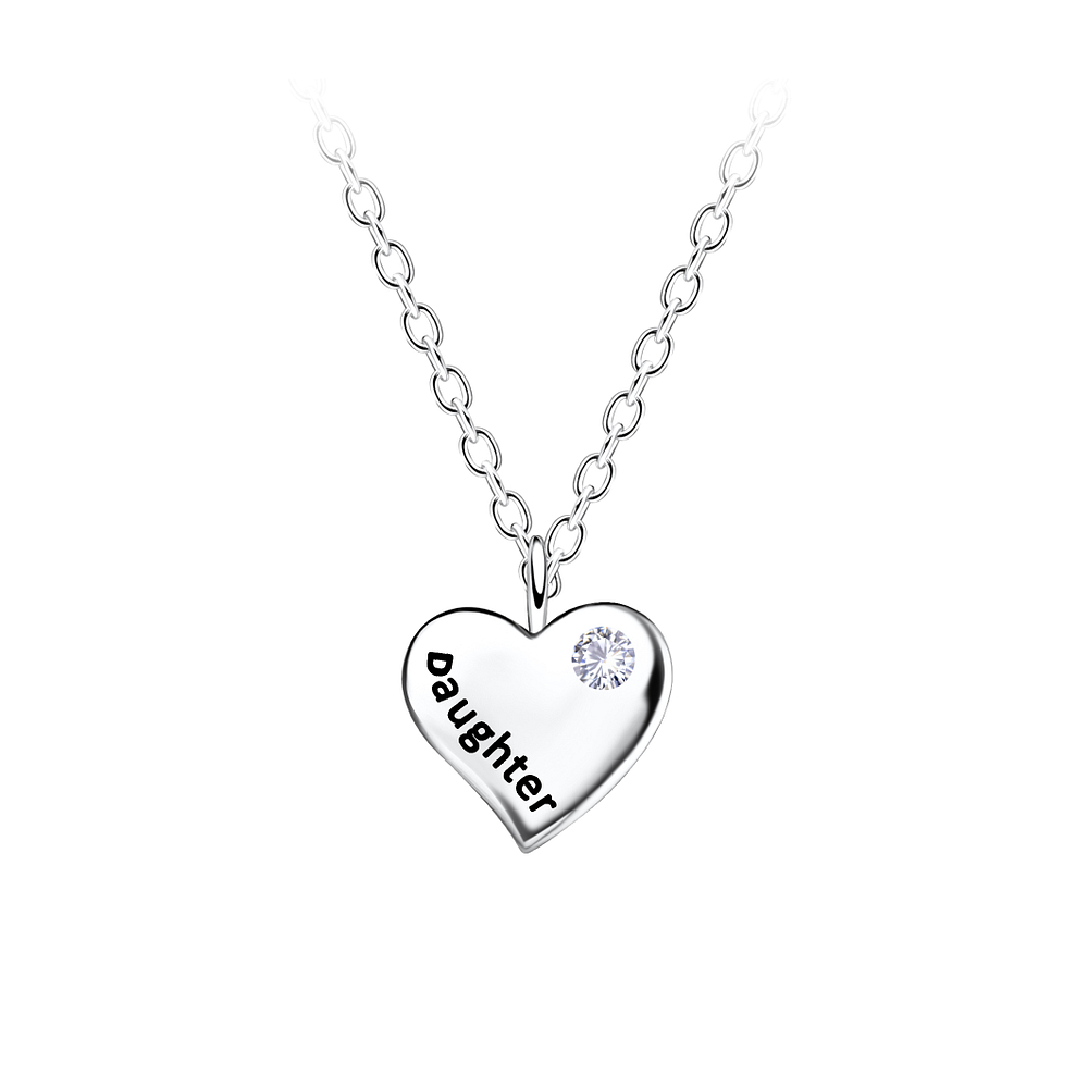 Wholesale Sterling Silver Daughter Heart Necklace - JD21675