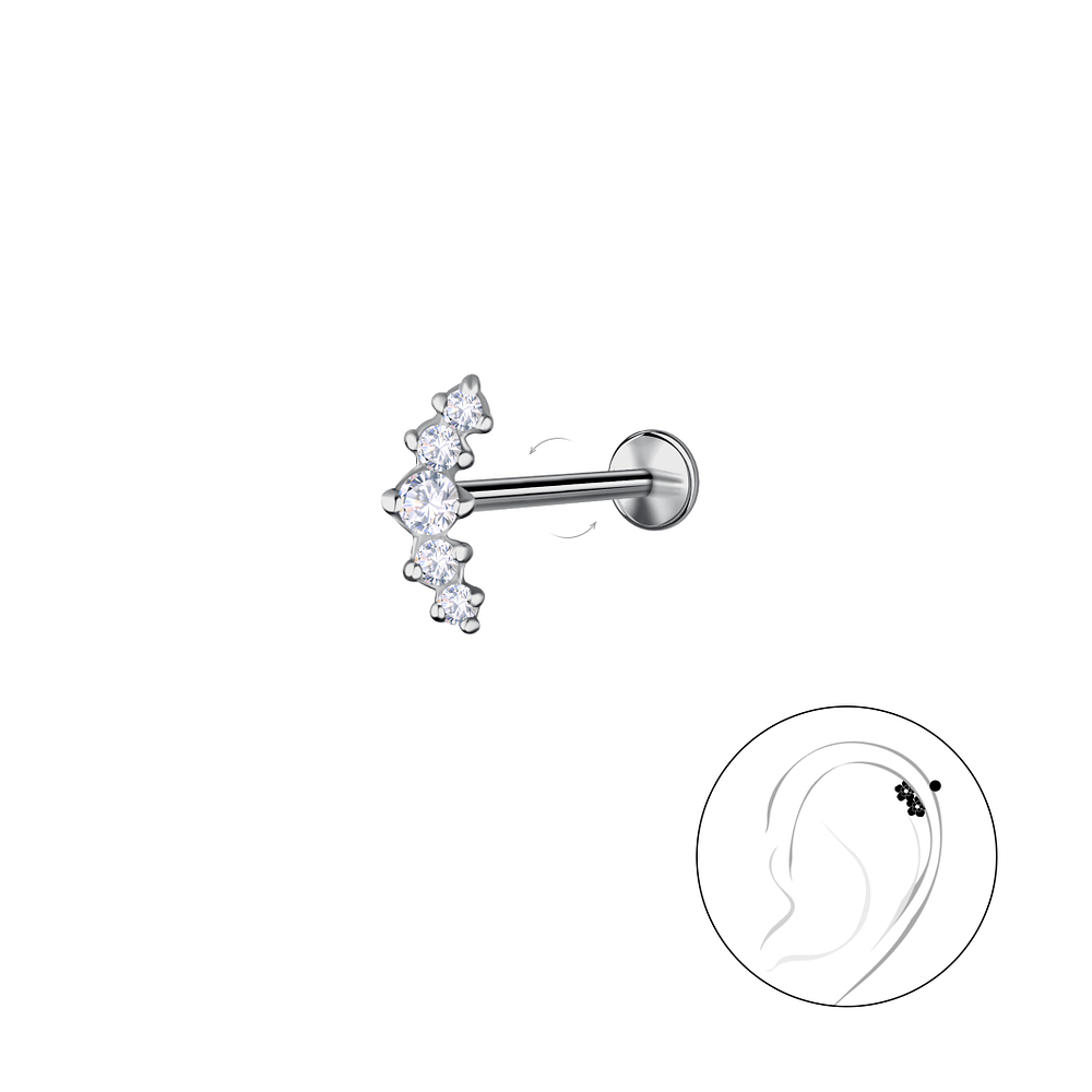 Wholesale Sterling Silver Geometric with Titanium Labret - JD22738