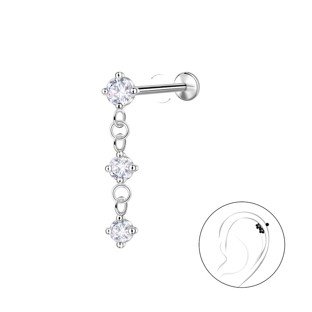 Wholesale Sterling Silver Hanging Stones with Titanium Labret - JD22753