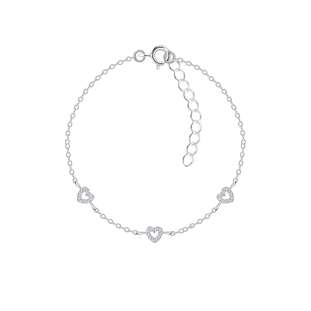 Wholesale Sterling Silver Triple Heart Bracelet - JD22627