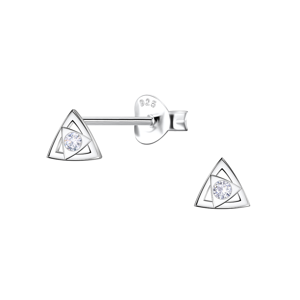 Wholesale Sterling Silver Triangle Ear Studs - JD22683