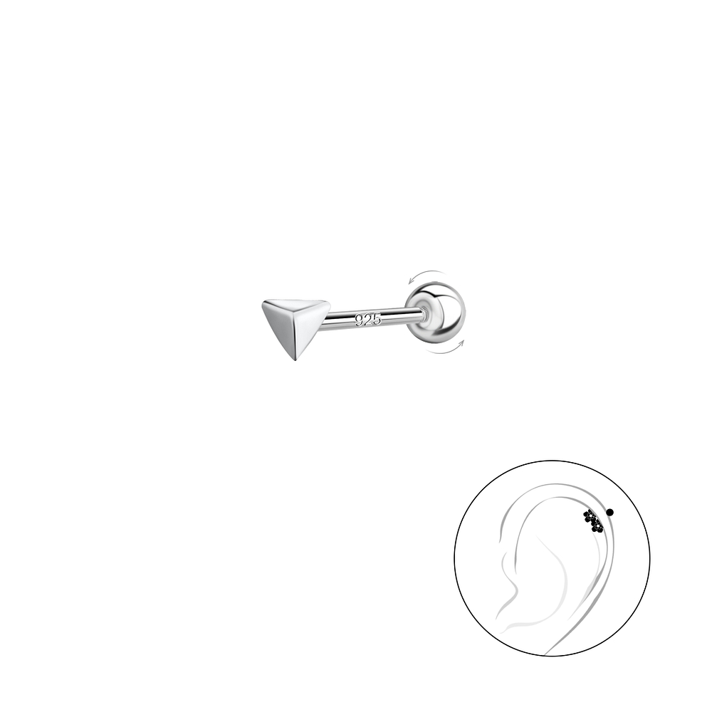 Wholesale Sterling Silver Triangle Cartilage Stud with Ball Screw Back - JD20448