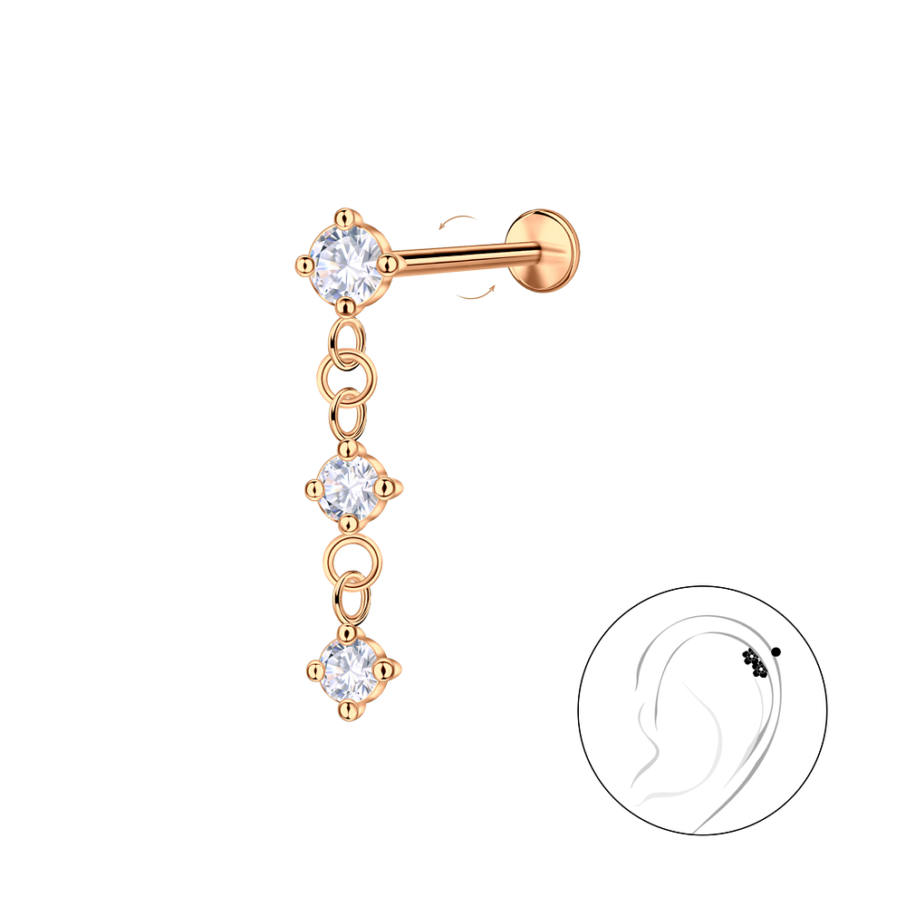 Wholesale Sterling Silver Hanging Stones with Titanium Labret - JD23075