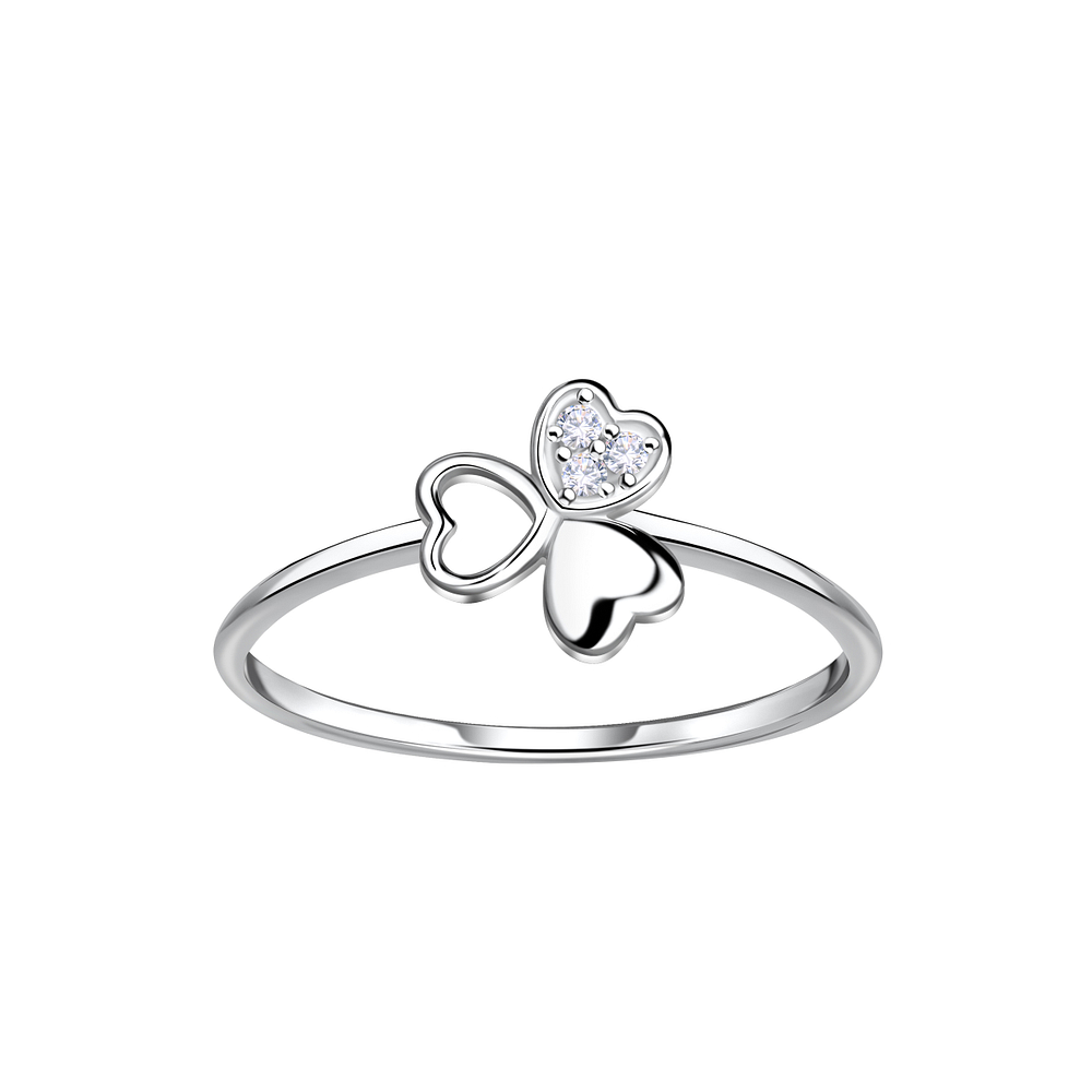 Wholesale Sterling Silver Shamrock Heart Ring - JD22884