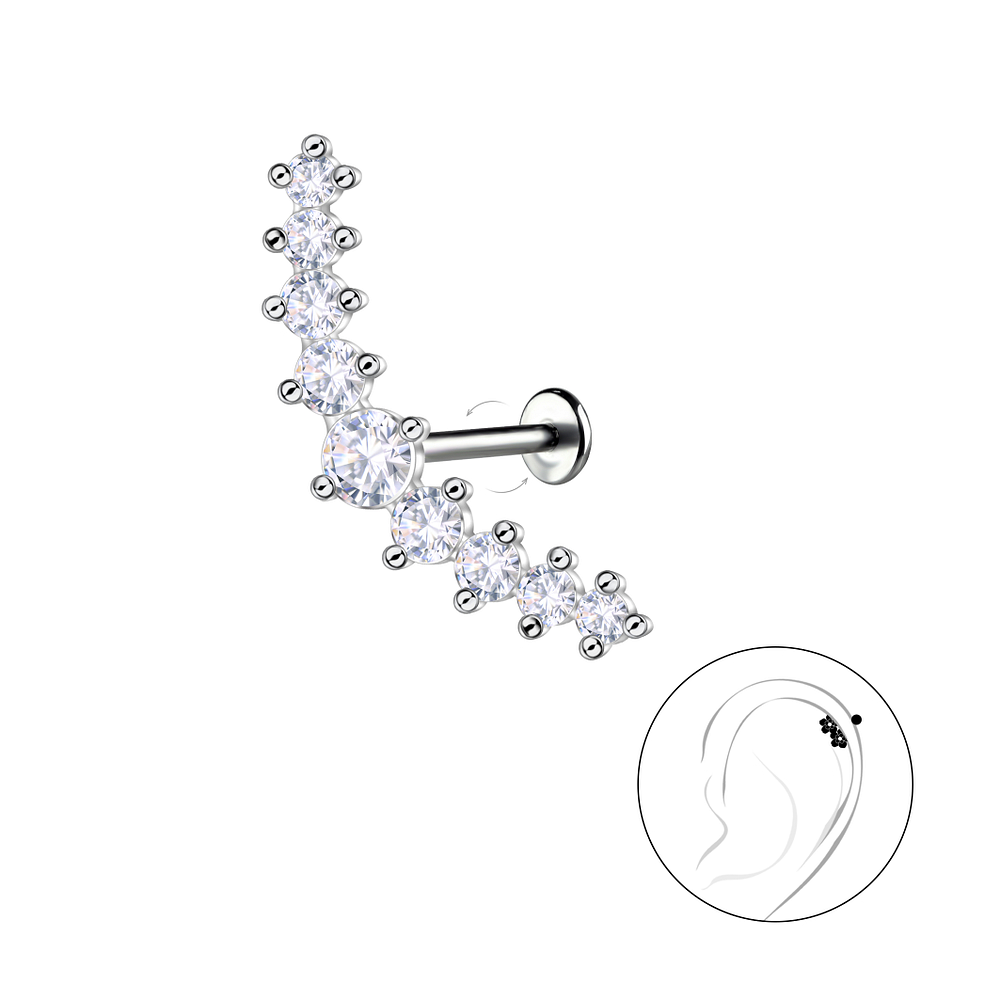 Wholesale Sterling Silver Geometric with Titanium Labret - JD22736