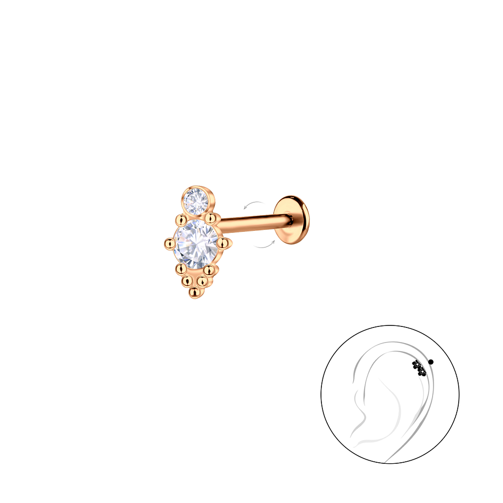 Wholesale Sterling Silver Two Stones with Titanium Labret - JD23104