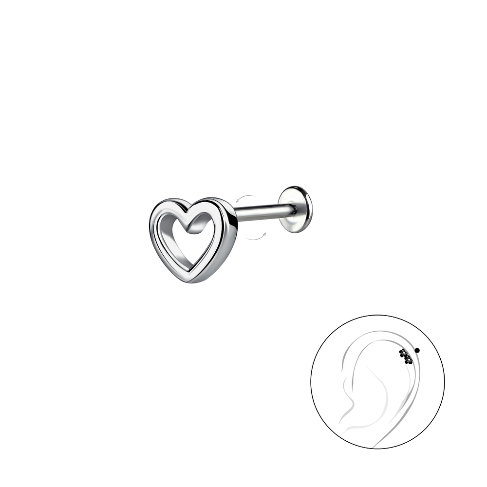Wholesale Sterling Silver Heart with Titanium Labret - JD22863