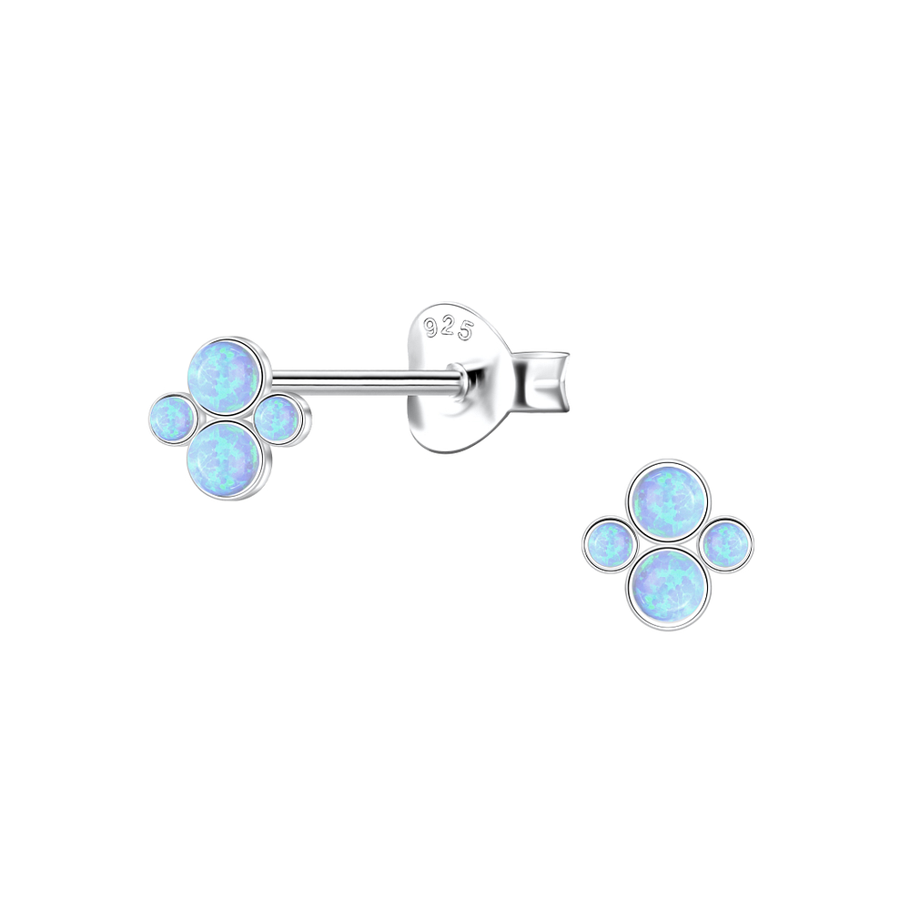 Wholesale Sterling Silver Geometric Opal Ear Studs - JD23618