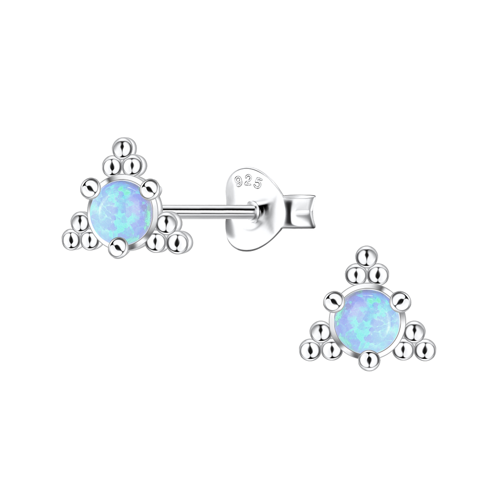 Wholesale Sterling Silver Geometric Opal Ear Studs - JD23643
