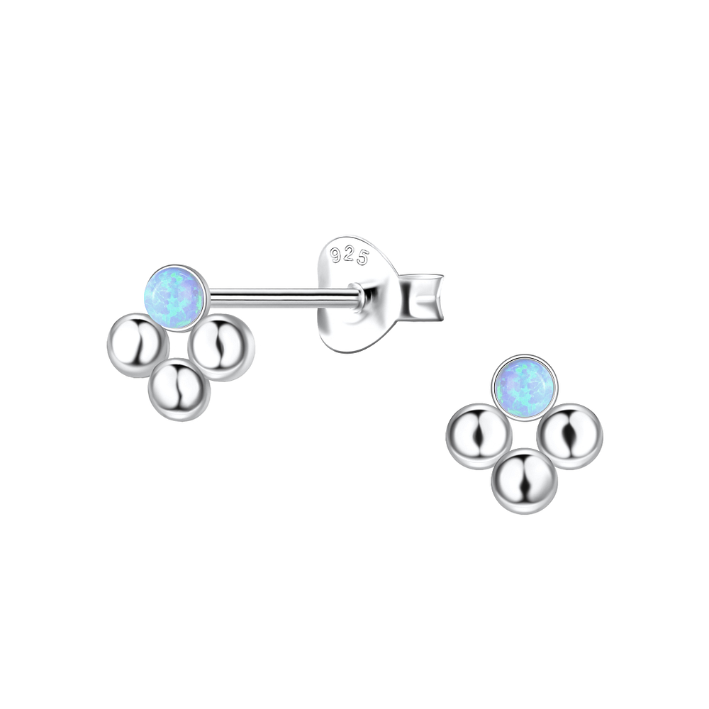 Wholesale Sterling Silver Geometric Opal Ear Studs - JD23650