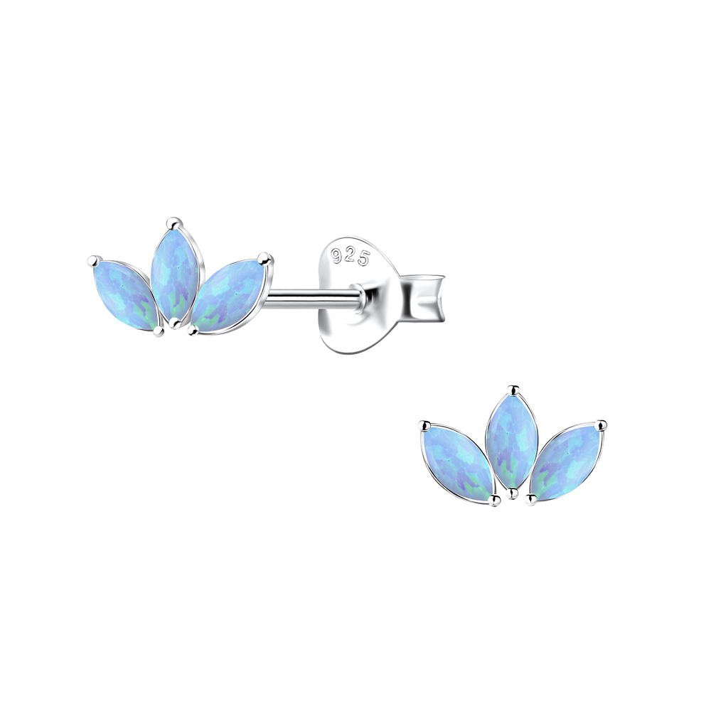 Wholesale Sterling Silver Geometric Opal Ear Studs - JD23651