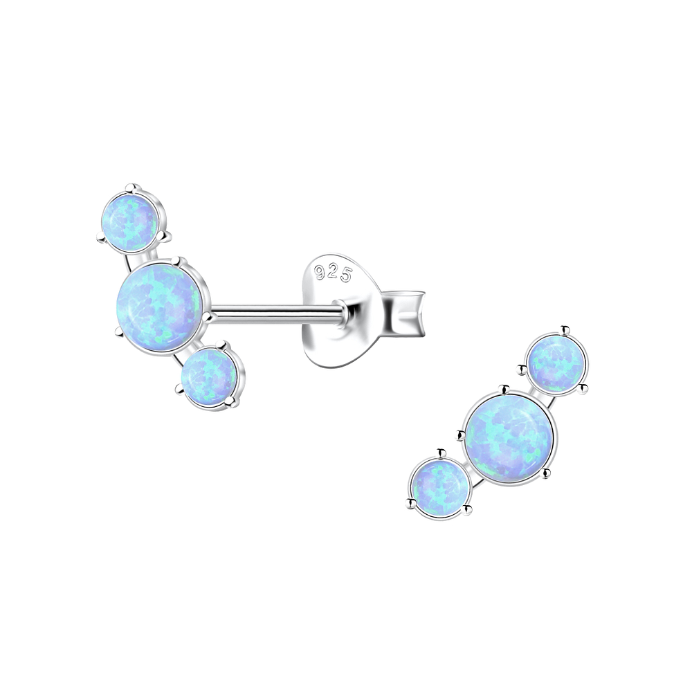 Wholesale Sterling Silver Geometric Opal Ear Studs - JD23658