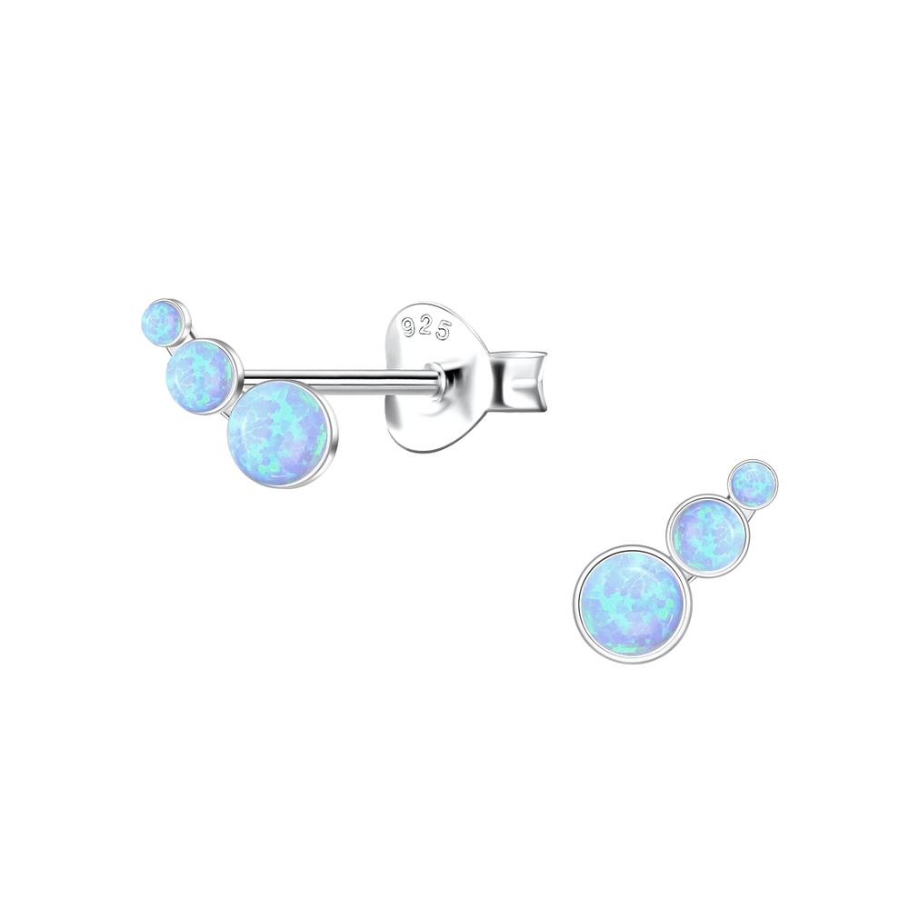Wholesale Sterling Silver Geometric Opal Ear Studs - JD23659