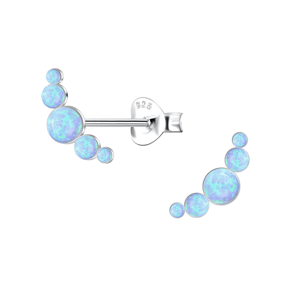 Wholesale Sterling Silver Geometric Opal Ear Studs - JD23661