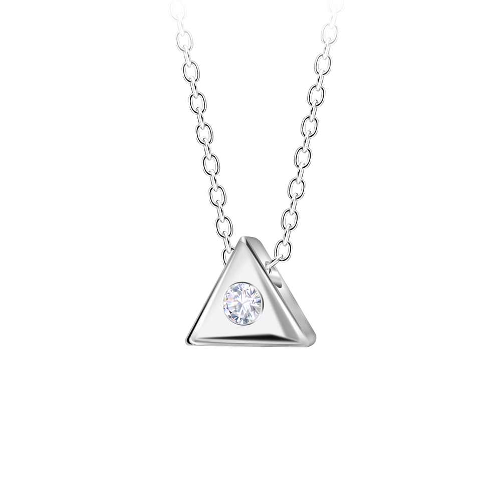 Wholesale Sterling Silver Triangle Necklace - JD23595