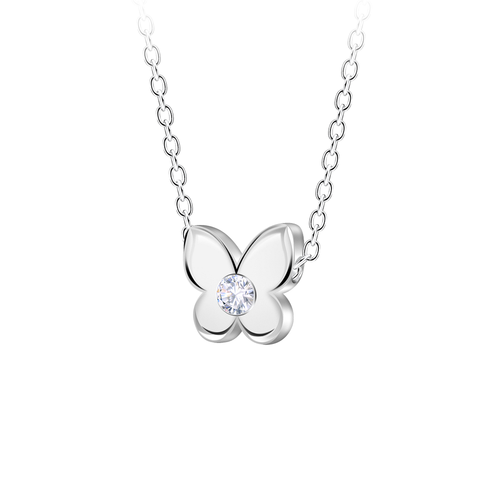 Wholesale Sterling Silver Butterfly Beaded Necklace - JD23600