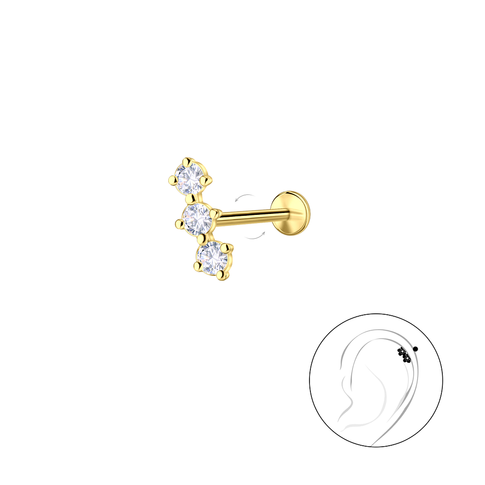 Wholesale Sterling Silver Geometric with Titanium Labret - JD23978