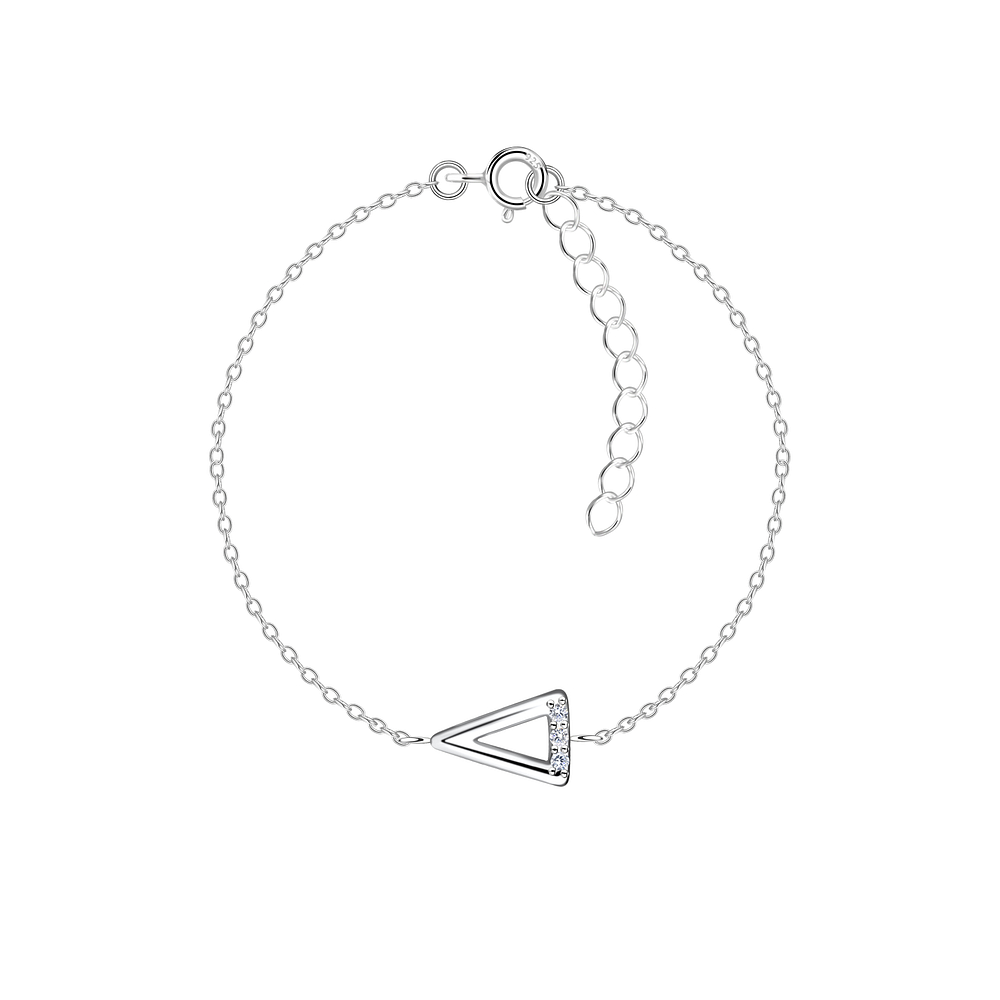 Wholesale Sterling Silver Triangle Outline Bracelet - JD23870