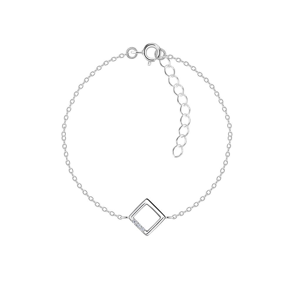 Wholesale Sterling Silver Square Outline Bracelet - JD23880
