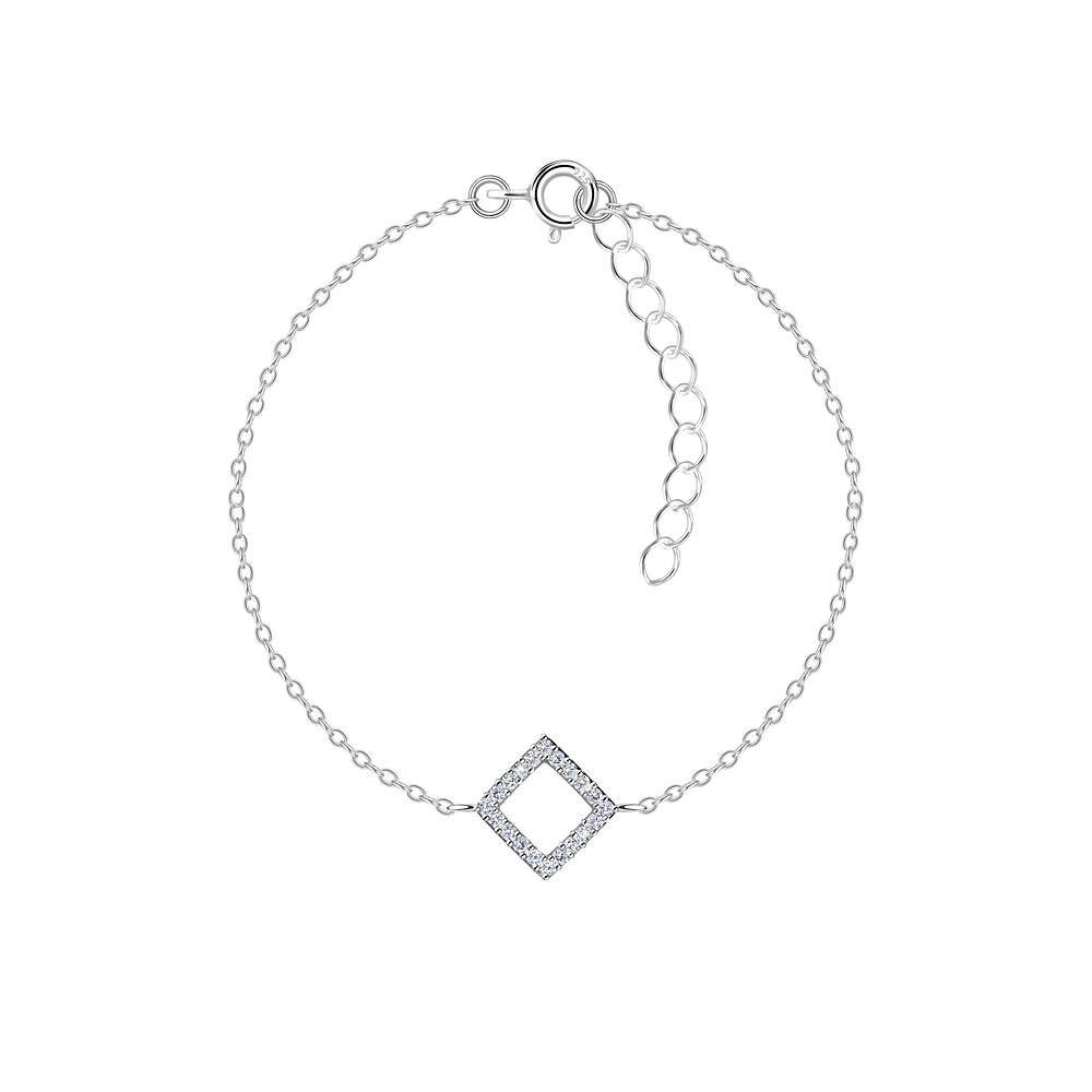Wholesale Sterling Silver Square Outline Bracelet - JD23881