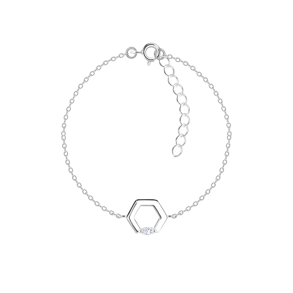 Wholesale Sterling Silver Hexagon Bracelet - JD24131