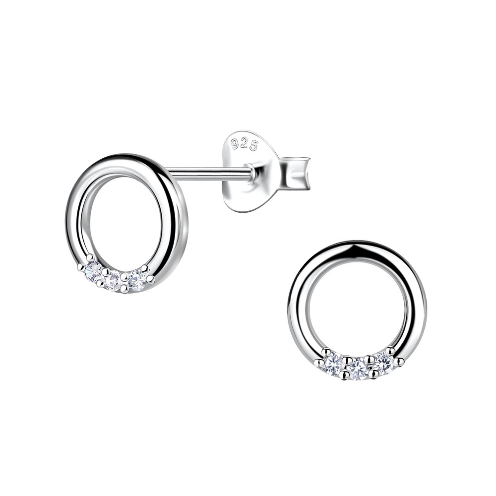 Wholesale Sterling Silver Circle Ear Studs - JD24076