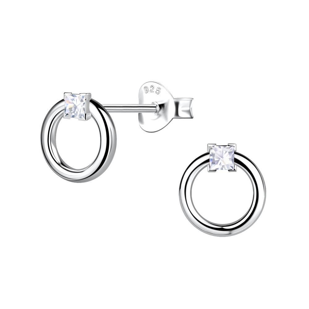 Wholesale Sterling Silver Circle Ear Studs - JD24082
