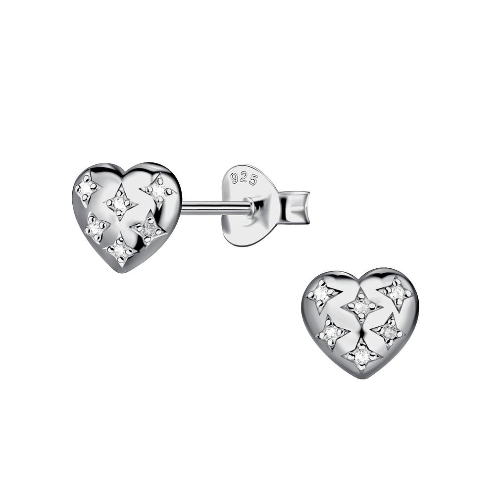 Wholesale Sterling Silver Heart Ear Studs - JD24064