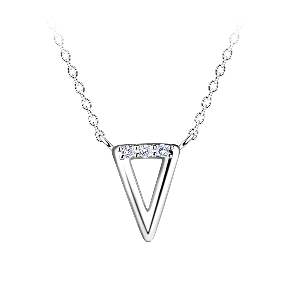 Wholesale Sterling Silver Triangle Necklace - JD24185