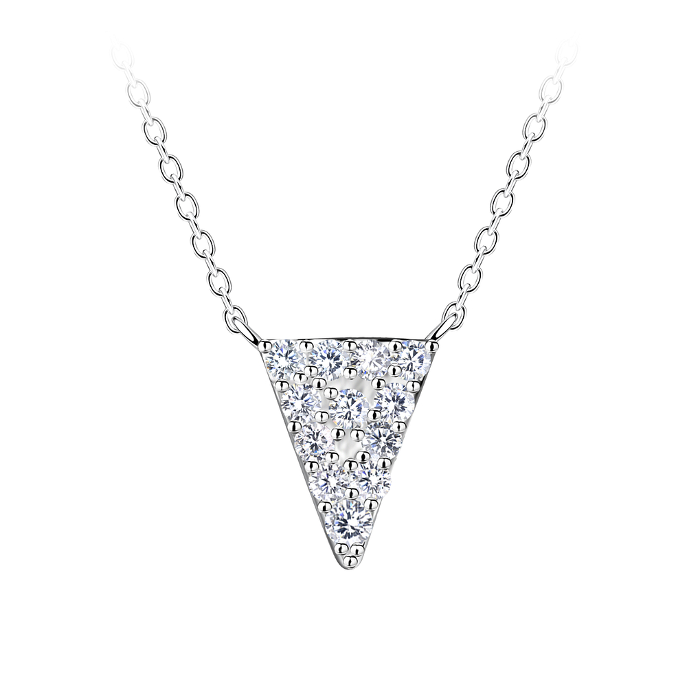 Wholesale Sterling Silver Triangle Necklace - JD24187
