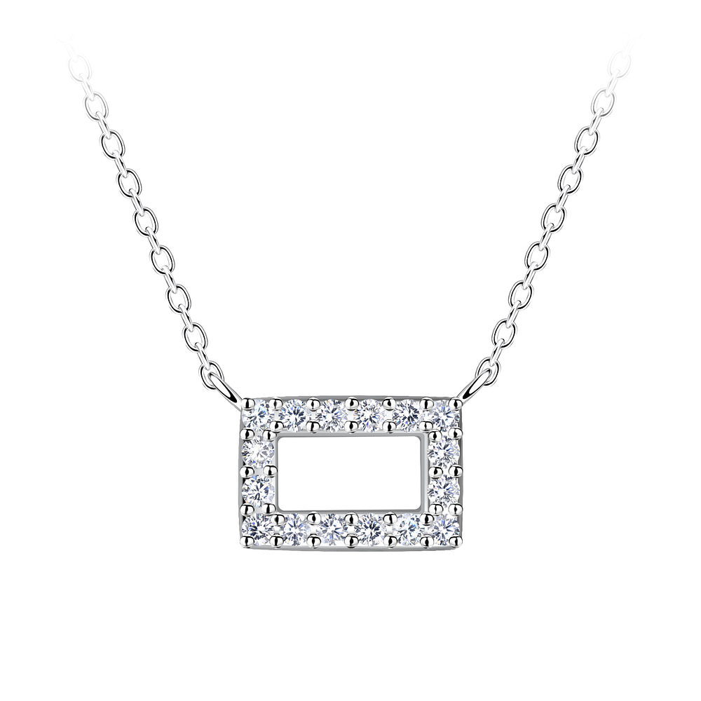 Wholesale Sterling Silver Rectangle Necklace - JD24191