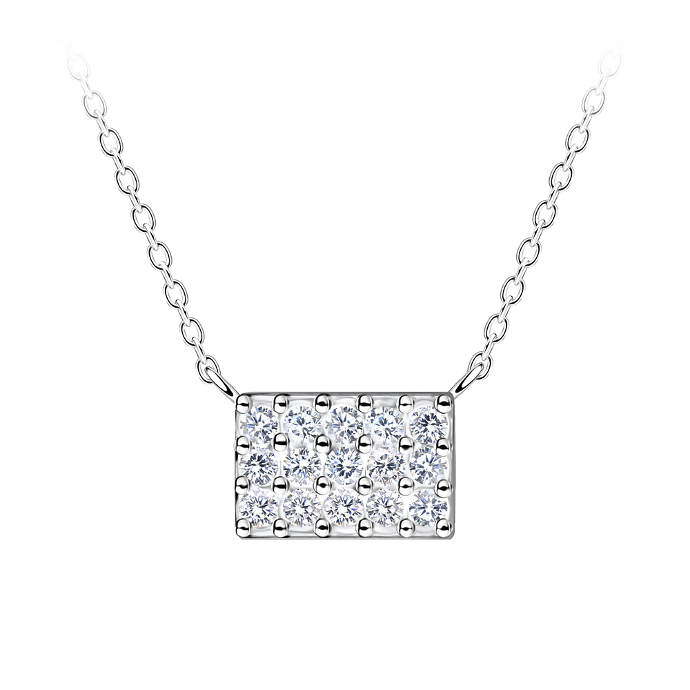 Wholesale Sterling Silver Rectangle Necklace - JD24192