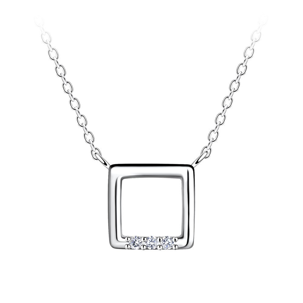 Wholesale Sterling Silver Square Necklace - JD24195