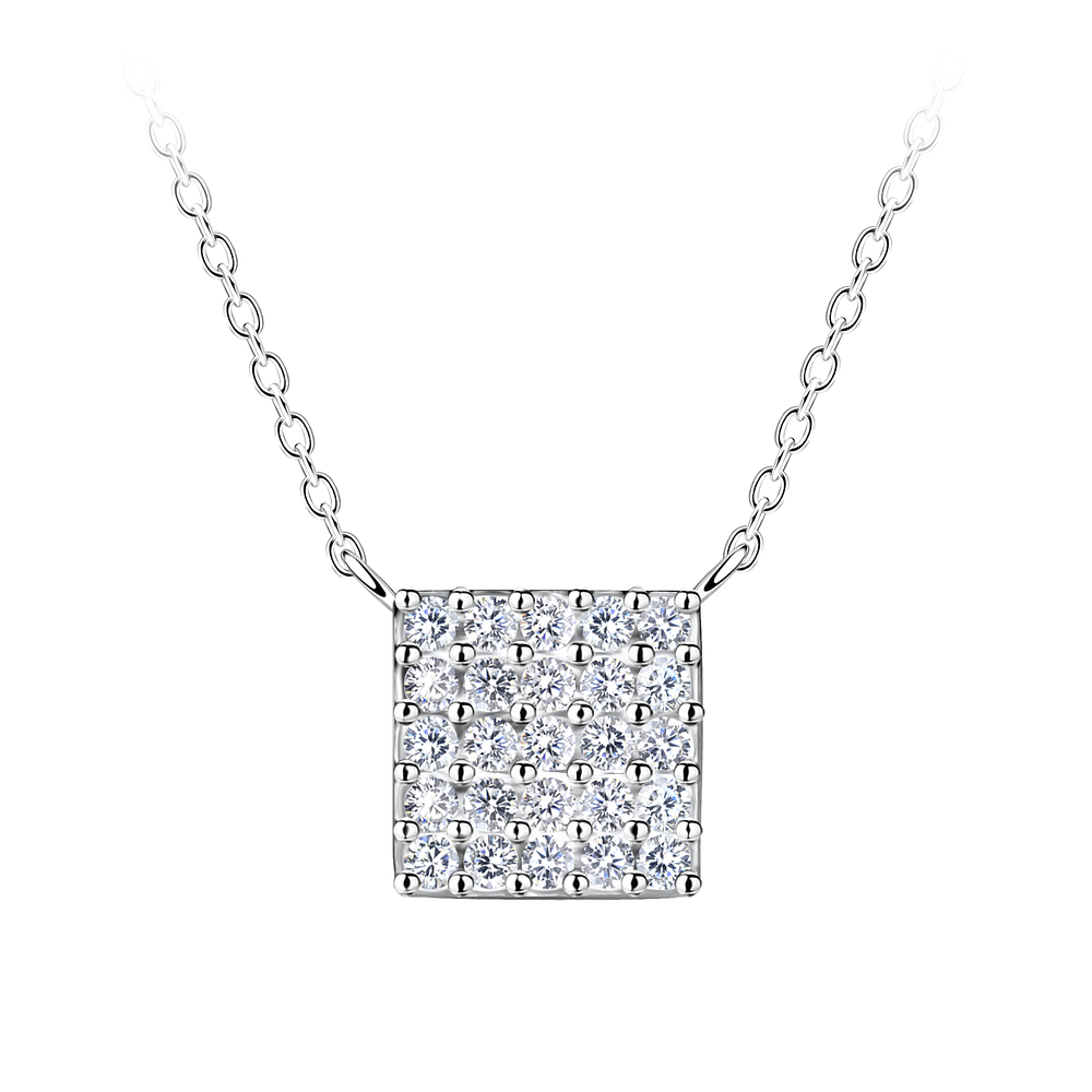 Wholesale Sterling Silver Square Necklace - JD24197