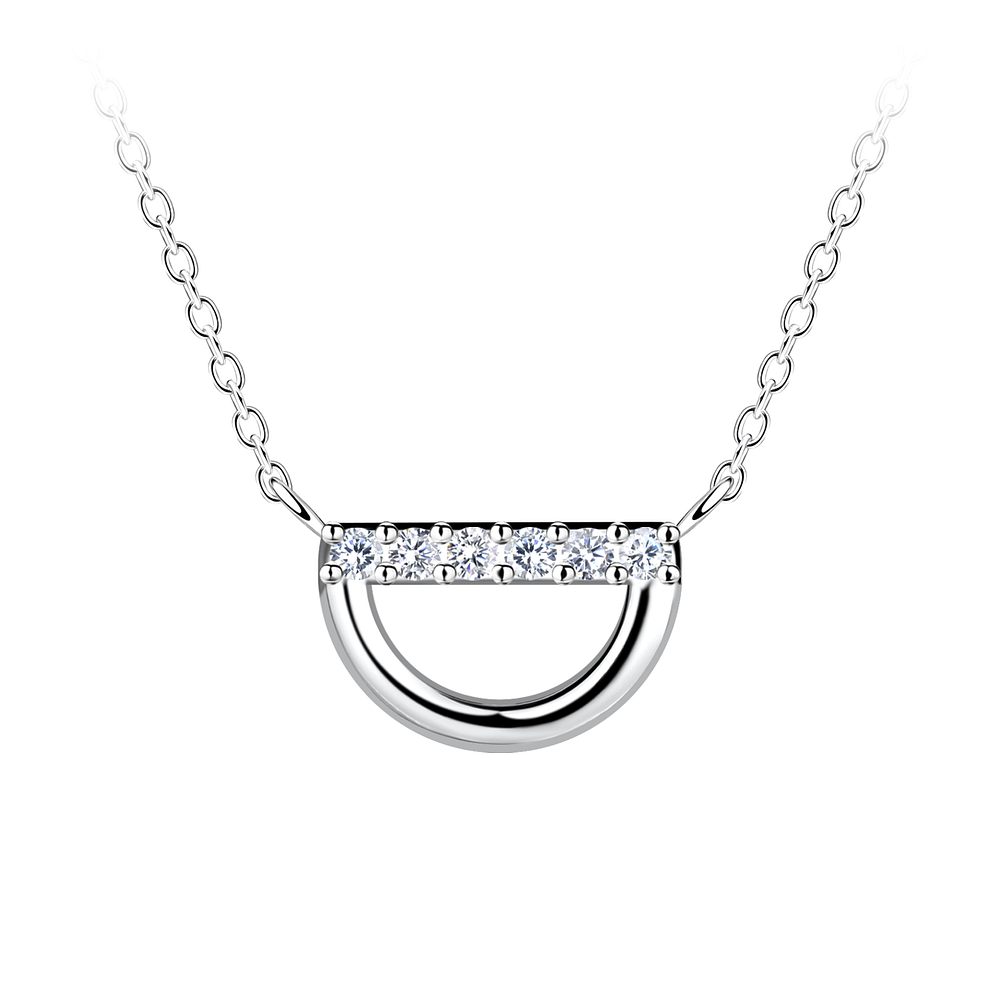 Wholesale Sterling Silver Semi Circle Necklace - JD24147