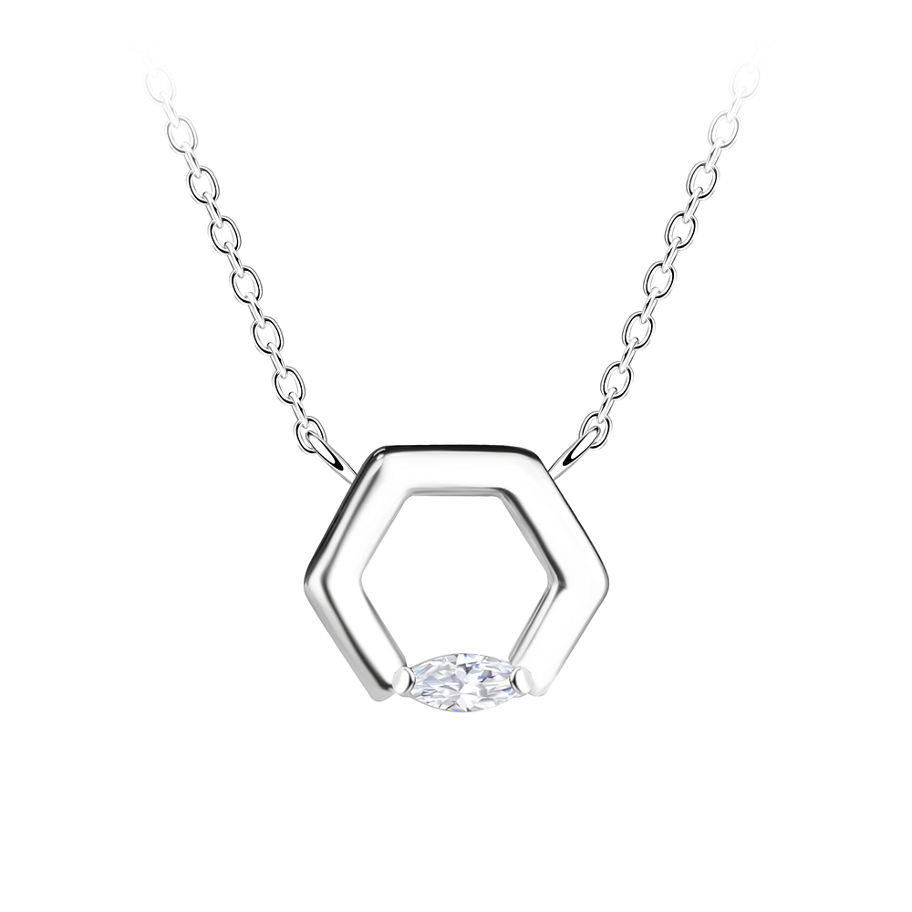 Wholesale Sterling Silver Hexagon Necklace - JD24150