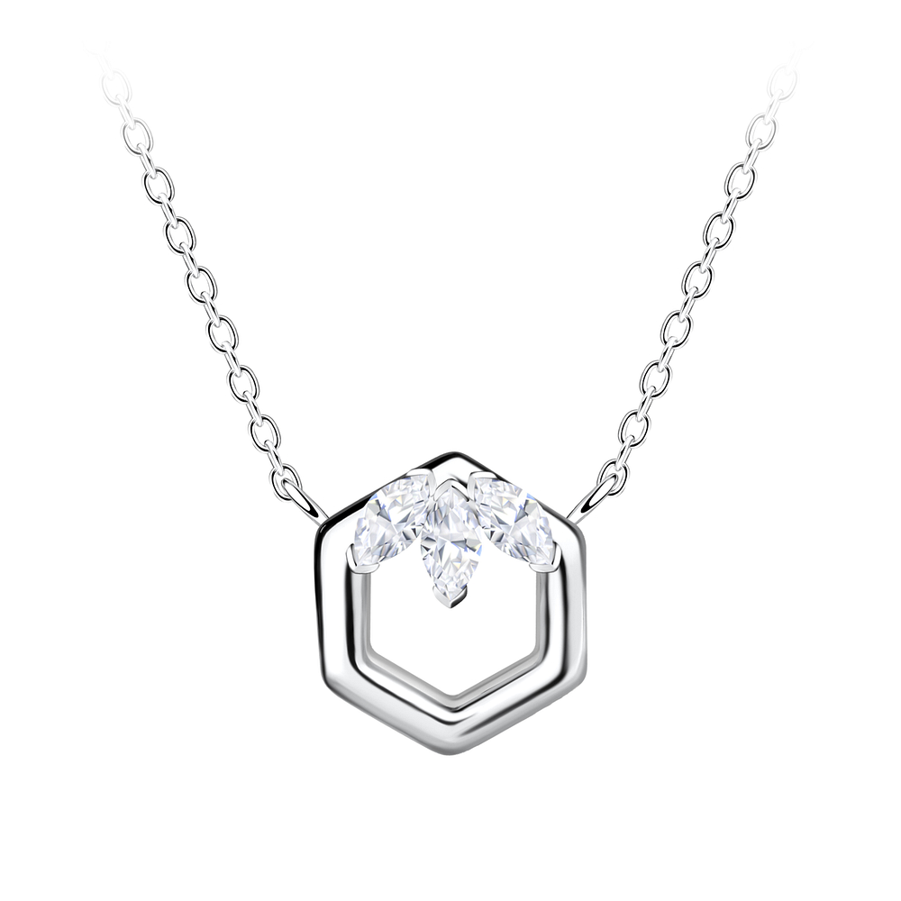 Wholesale Sterling Silver Hexagon Necklace - JD24151