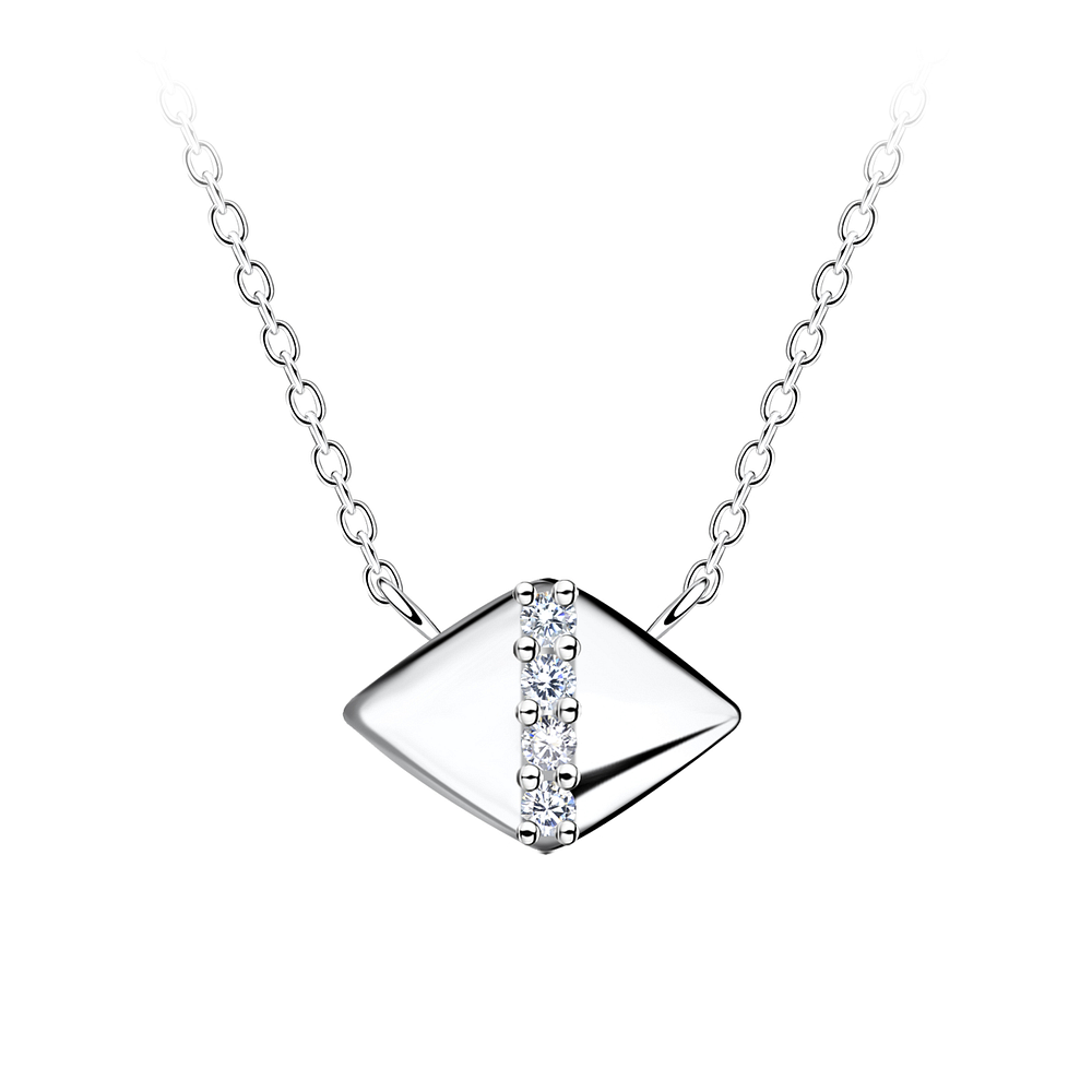 Wholesale Sterling Silver Diamond Shaped Necklace - JD24156