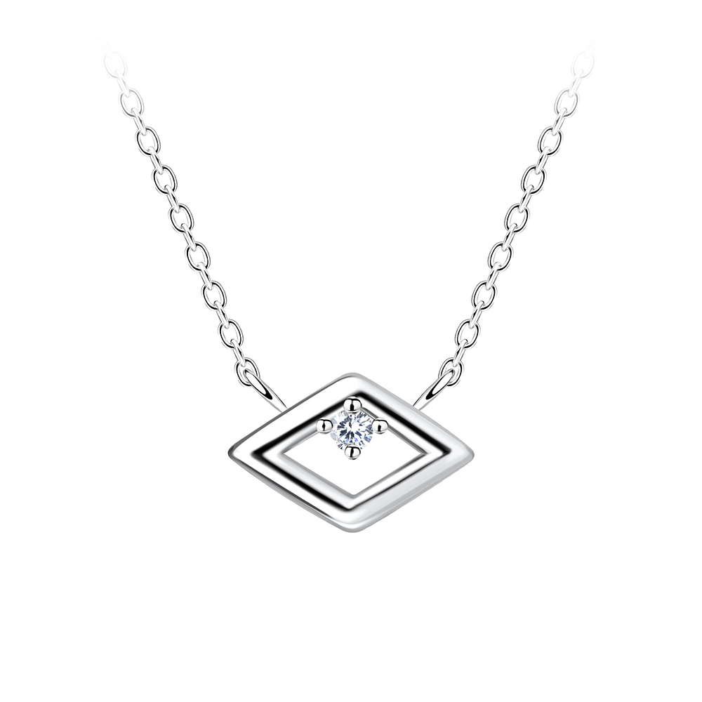 Wholesale Sterling Silver Diamond Shaped Necklace - JD24157